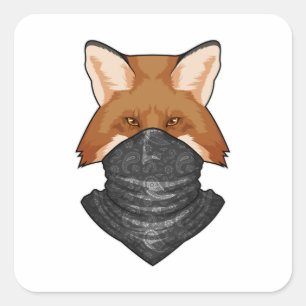 Fox wie Bandit mit KerChief Quadratischer Aufkleber