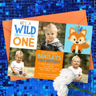 Fox Wild One 3 Foto Erster Geburtstag Einladung
