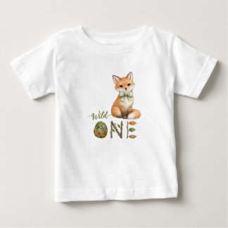 Fox Wild One Watercolor 1. Geburtstag Baby T-Shirt