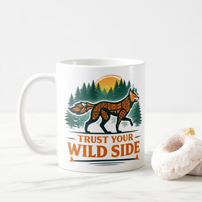 Fox Wilderness Spirit Animal Graphic Tee Kaffeetasse (Mit Donut)