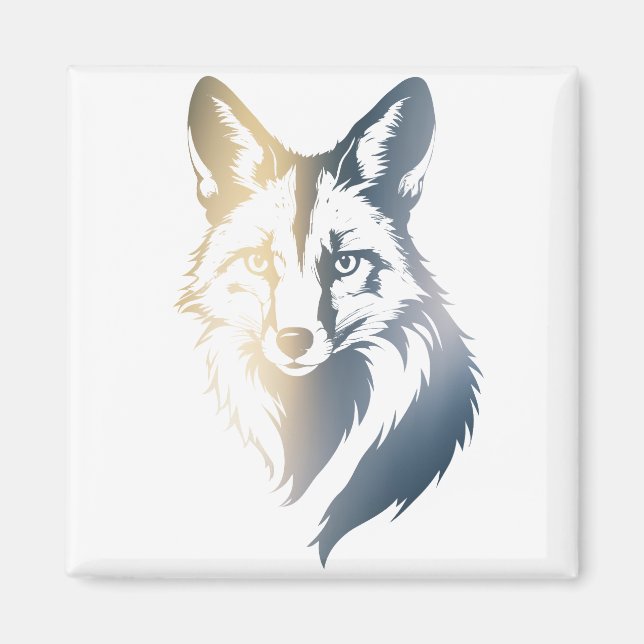 Fox Wildlife Nature Illustration Silhouette Style Magnet (Vorne)