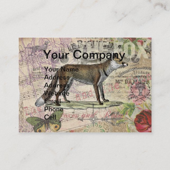Fox Wildlife Vintag Animal Illustration Visitenkarte (Vorderseite)