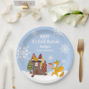 Fox Winter Baby Dusche Es ist kalt draußen Pappteller