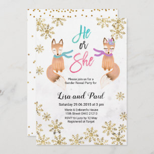 Fox Winter Gold Einladung