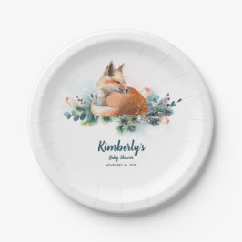 Fox Winter Woodland Babydusche Pappteller