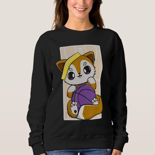 Fox With Basketball Dunk And Streetball Team Sport Sweatshirt (Vorderseite)