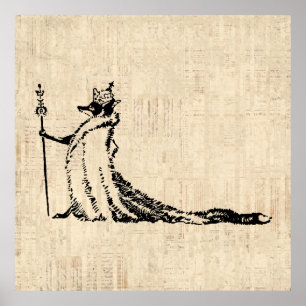 Fox with Crown Antique Illustration Vintage Kunst Poster