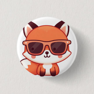 fox with sunglasses button