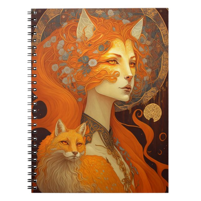 Fox Woman Fantasy Art Notizblock (Vorderseite)