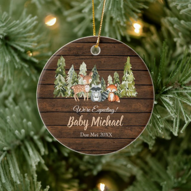 Fox Wood Woodland Animal erwarten wir Eltern Keramik Ornament (Baum)