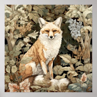 Fox Woodland Animal Art Poster