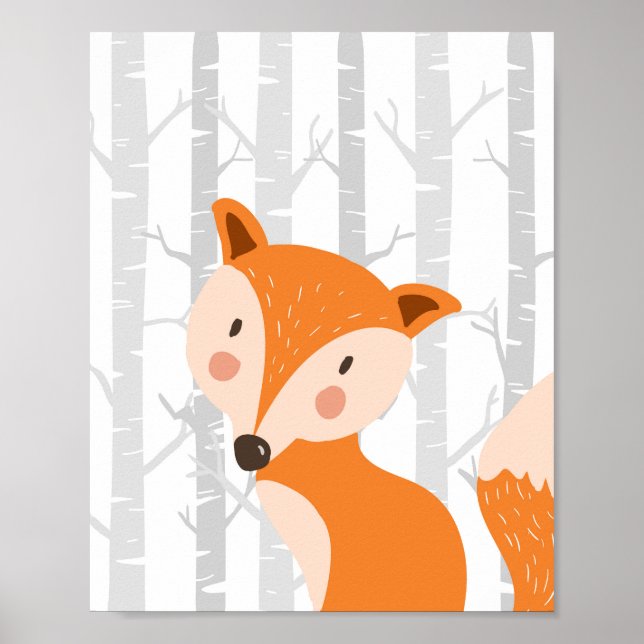 Fox Woodland Animal Kinderzimmer Wall Art Print Poster (Vorne)