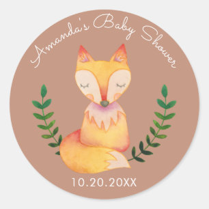Fox Woodland Baby Shower Fevor Tags Aufkleber