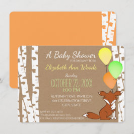 Fox Woodland Birch Tree Baby Dusche Einladung