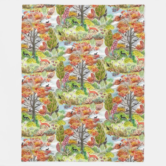 Fox Woodland Cabincore Blanket Fleecedecke (Vorderseite)