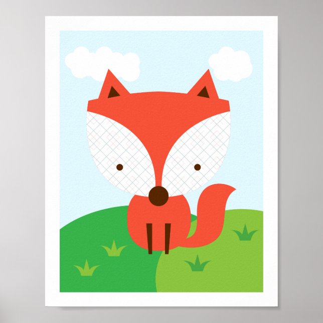 Fox - Woodland Friends Kinderzimmer Wall Art Poster (Vorne)