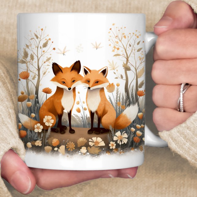 Fox Woodland Scene 2 Foxes Kaffeetasse (Von Creator hochgeladen)