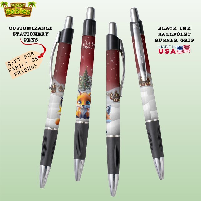 Fox Woodland Wildlife Animal Lassen Sie es schneit Kugelschreiber (Cute Snowy Xmas Holiday Fox Wildlife Animal, Let it Snow, Christmas Animal ForestBabies Pen 🦊🎄🎁)
