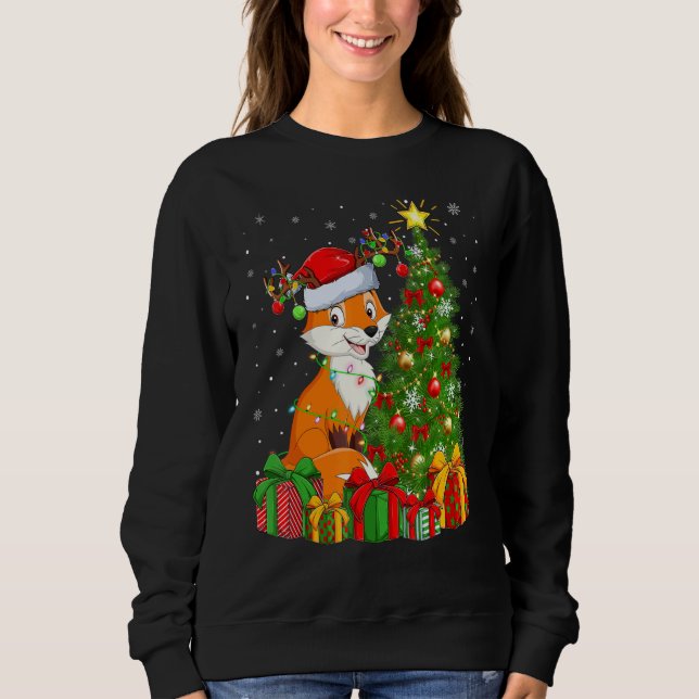 Fox   Xmas Holiday Santa Fox Christmas Tree Sweatshirt (Vorderseite)
