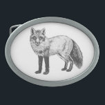 Fox zeichnend ovale gürtelschnalle<br><div class="desc">Ink Illustration eines Fuchses,  gezeichnet für Oktober 2018.</div>