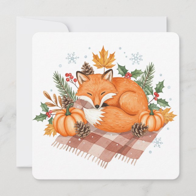 Foxand pumpkins thanksgiving card  karte (Vorderseite)