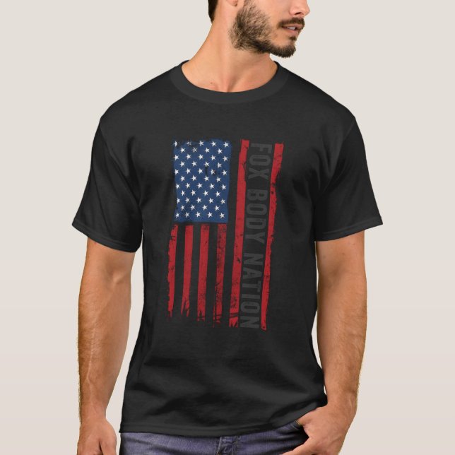 Foxbody American Flag Stang Muscle Car T-Shirt (Vorderseite)