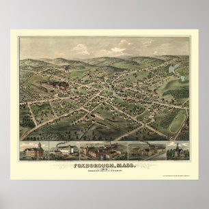 Foxborough, panoramische Karte MAs - 1879 Poster