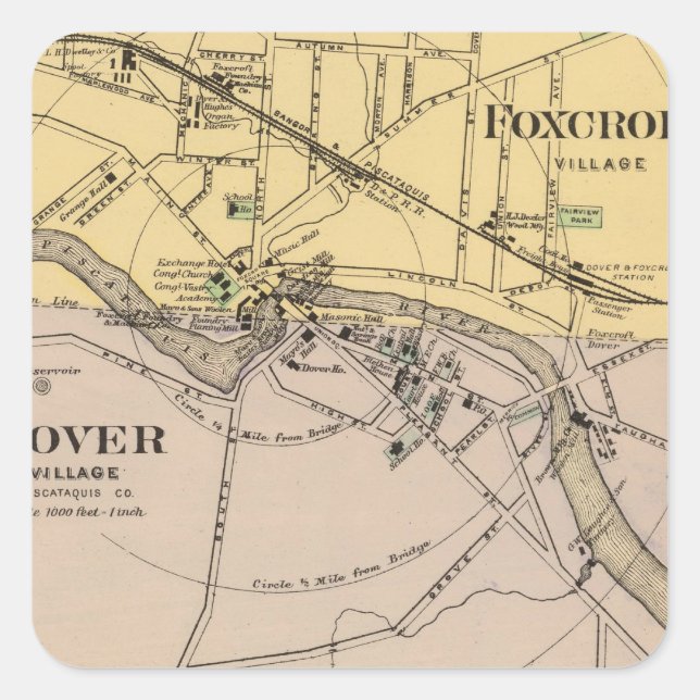 Foxcroft, Dover Quadratischer Aufkleber (Vorderseite)