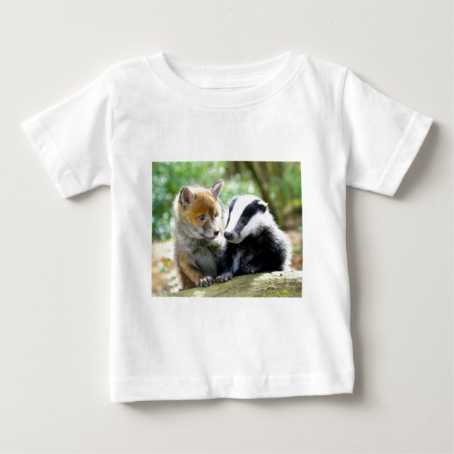Foxcub & Badger Niedlich! Baby T-shirt (Vorderseite)