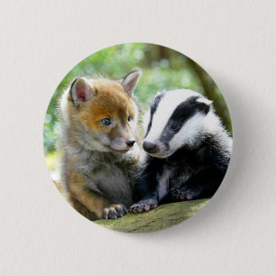 Foxcub & Badger Niedlich! Button