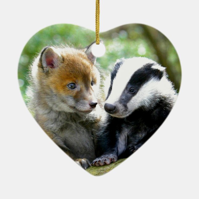 Foxcub & Badger Niedlich! Keramikornament (Hinten)