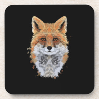 Foxenkopfporträt aus Splash-Aquarell Getränkeuntersetzer