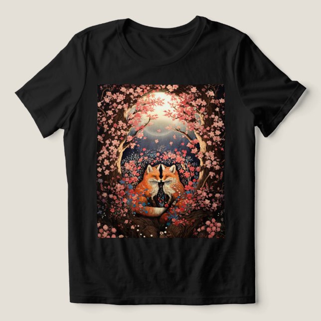 Foxes By Moonlight Tri-Blend Shirt (Design Vorderseite)