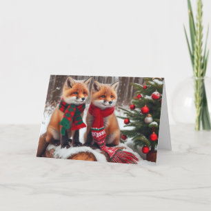 Foxes Woodland Weihnachtsgrußkarten Feiertagskarte