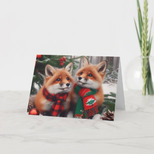 Foxes Woodland Weihnachtsgrußkarten Feiertagskarte