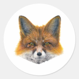 Foxface - Malerei in Acryl Runder Aufkleber