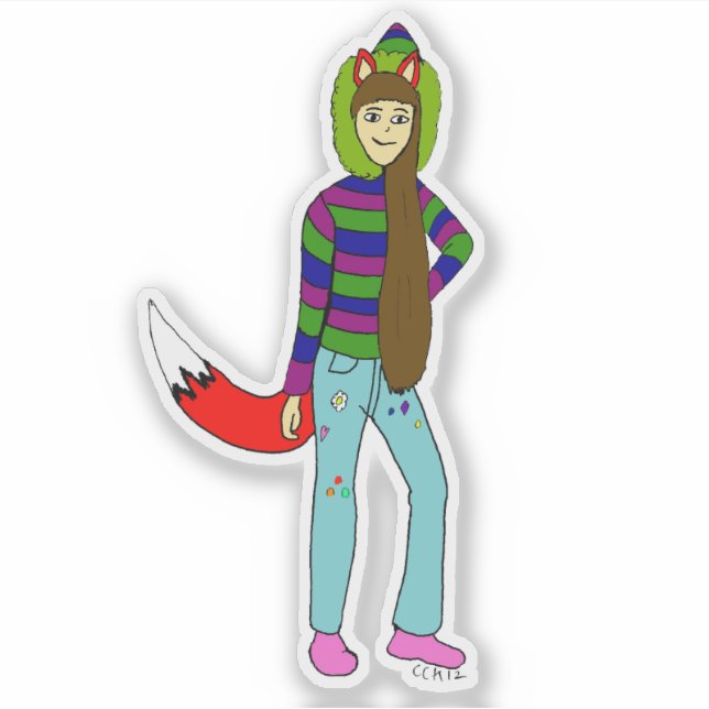 Foxgirl Aufkleber (Vorderseite)