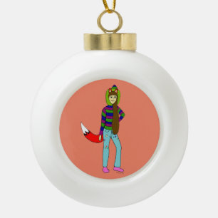 Foxgirl Keramik Kugel-Ornament