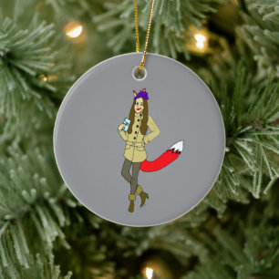 Foxgirl Keramik Ornament