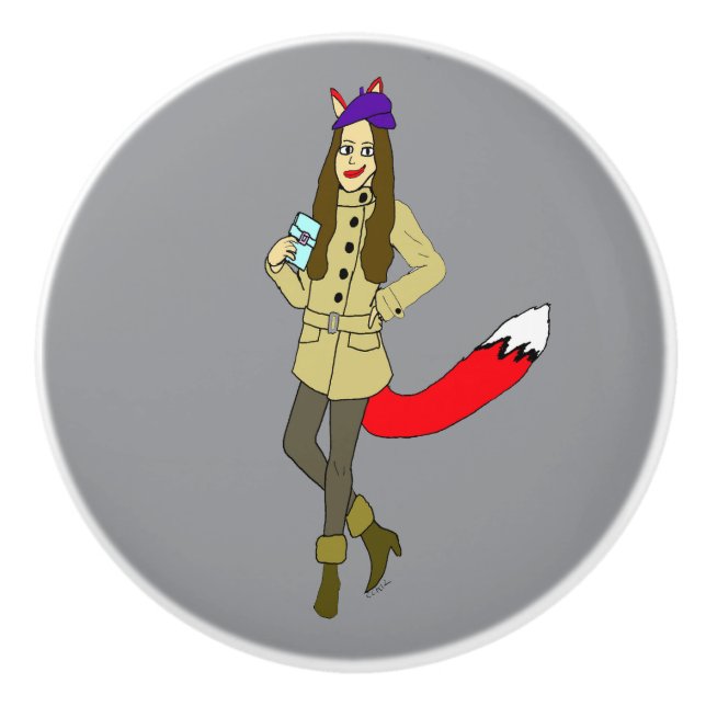 Foxgirl Keramikknauf (Vorderseite)