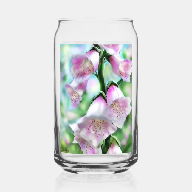 Foxglove Blume Blumenrosa Lavendel Grüne Blume Dosenglas (Vorderseite)