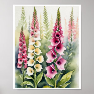 Foxglove Blume Handmade Water Color Poster