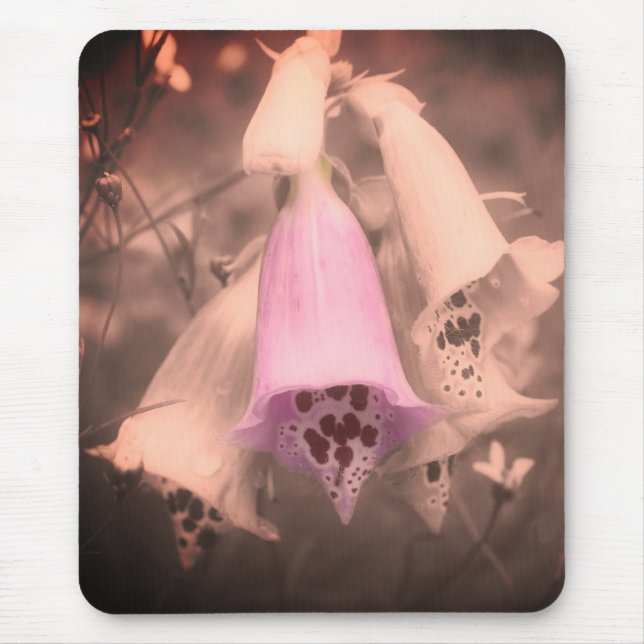 Foxglove-Blume Vintag Schwarz-Weiß Mousepad (Vorne)