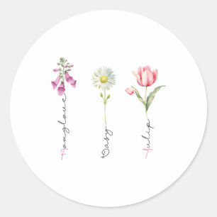 Foxglove Daisy Tulip Floral Funny Political Runder Aufkleber