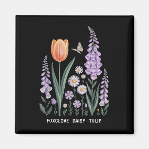 Foxglove Daisy Tulip Floral Natur Art Magnet