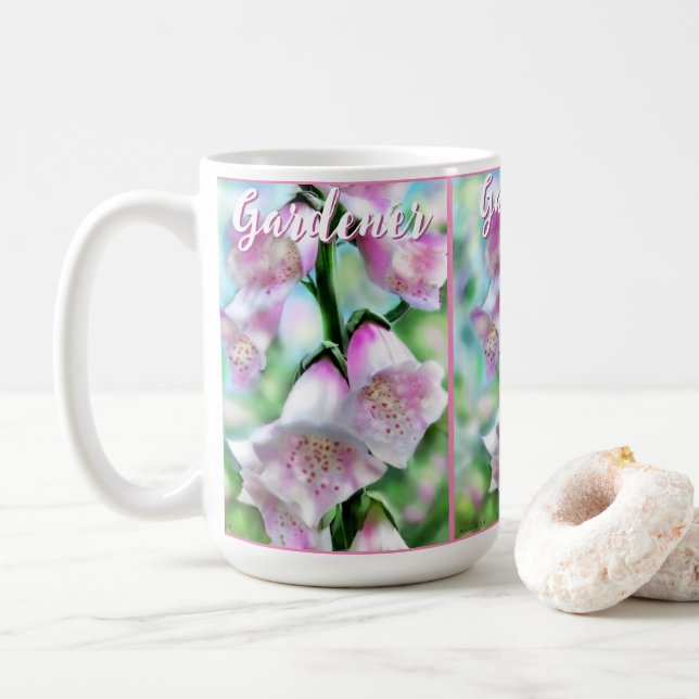 Foxglove Flowers Floral Pink Garden Personalized Kaffeetasse (Mit Donut)