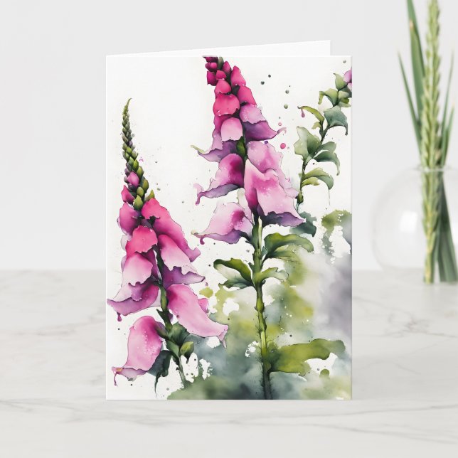 Foxglove - Watercolor flowers Karte (Vorderseite)