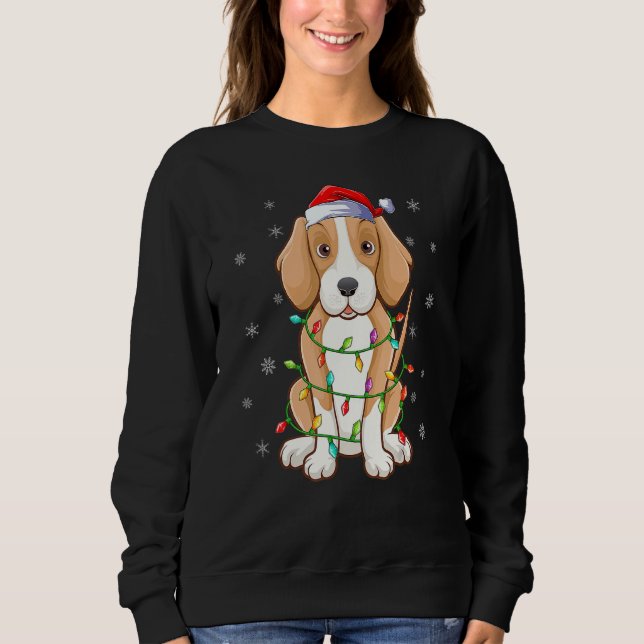 Foxhound Dog Xmas Lighting Weihnachtsmannmütze Fox Sweatshirt (Vorderseite)