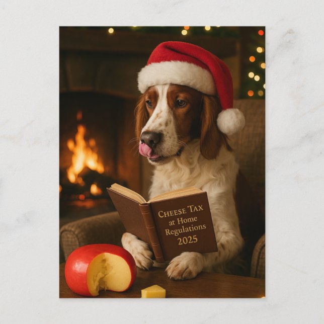 Foxhound 'Käse-Steuer' Weihnachtskarte Postkarte (Vorderseite)