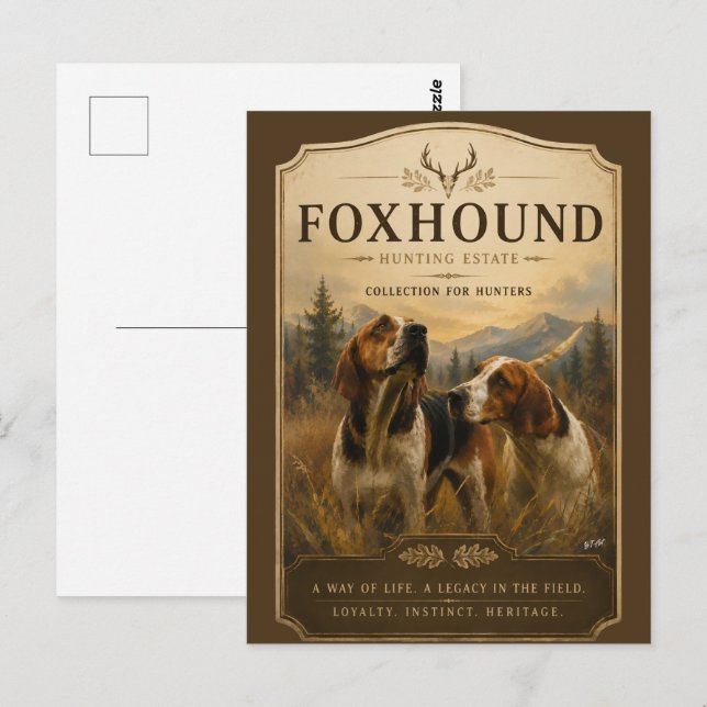 Foxhound-Porträt – Edler Jagdhund Postkarte (Vorne/Hinten)